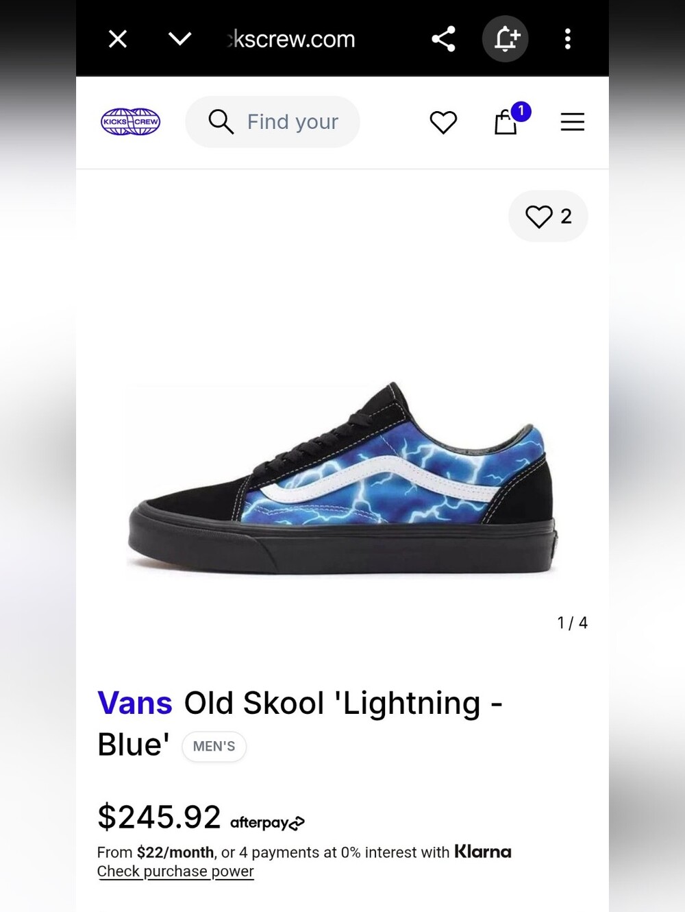 Vans Old Skool Lightning Blue Skate Shoes Mens 8.5 Women 10